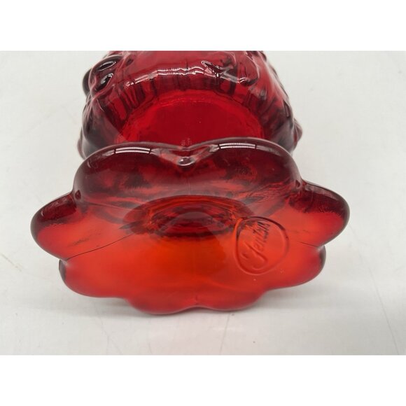 Fenton Red With a Hint of Amberina 10 Inch Cabbage Rose Stretch Bud Vase Vintage - Picture 11 of 11